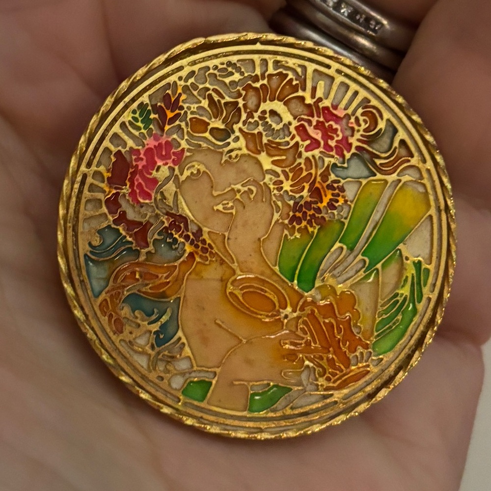Rare! Signed Jan Max 1971 Elegant Gold and Multicolor Vintage Floral Brooch